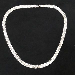 Sterling Silver Braided Herringbone Necklace